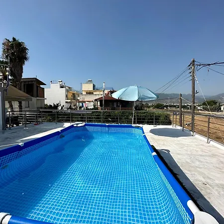 Red Harmony By The Sea Pool And Balcony Calamata